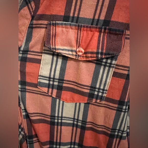 Ultra Flirt Button Down Plaid Dress with Button Rolled Cuff Sleeves Size Medium - Picture 5 of 7